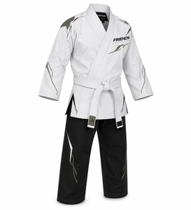 Kimono de BJJ Personalizado, Blanco, de Algodón, Unisex para Adultos, Pantalones Negros con Detalles en Verde Oliva, Corte Regular, Duradero, para Judo - Product Image 2