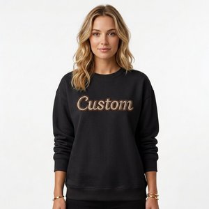 Sudadera de Algodón Bordada Personalizada con Etiqueta Privada para Mujer, Estilo Urbano Holgado para Marcas de Moda de Lujo - Product Image 5