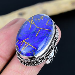 <b>Lapis</b> <b>Lazuli</b> Gemstone 925 Sterling Silver Plated Handmade Vintage Style Fashion <b>Ring</b> - Product Image 3