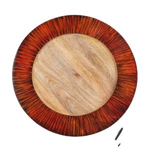 Assiette en bois de manguier sculptée rustique plat en bois pour la cuisine - Product Image 1
