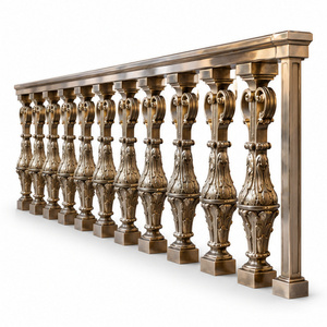 Rampe d'escalier classique en bronze avec poteaux bombés ornés, colliers courbés et balustrade raffinée - Product Image 4