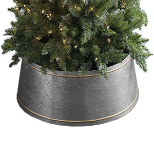 Bold blossom Traditional Metal Christmas Tree Skirt Round Copper Finish Holiday Scene Design Indoor Decor wholesale - Product Image 6
