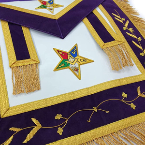 ผ้ากันเปื้อนเมสันงานปักมือคุณภาพพรีเมียม ผ้ากันเปื้อนพิธีกรรมสำหรับผู้เชี่ยวชาญ ผ้ากันเปื้อนบลูโลจ ผ้ากันเปื้อนกำมะหยี่ ผ้ากันเปื้อนเมสันแบบ OEM สำหรับผู้เชี่ยวชาญ - Product Image 6