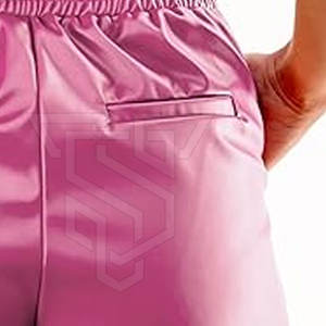 Shorts en cuir pour femmes 2025, haute qualité, respirant, style décontracté tendance, taille élastique, taille mi-haute, vente en gros de shorts en cuir - Product Image 3