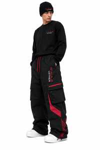 Pantalones Cargo Negros y Rojos Personalizados OEM, Pantalones Jogger Holgados, Ropa de Calle, Ropa de Trabajo, Pantalones Tácticos Utilitarios, Fabricante Mayorista W-H-A-B - Product Image 4