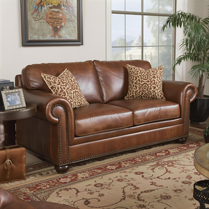 Sofá Loveseat Chesterfield Clásico de Cuero Marrón con Brazos Enrollados y Adornos de Tachuelas, Estilo Vintage, Sofá de 2 Plazas para Sala de Estar - Product Image 2