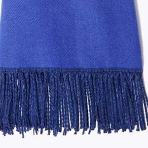 Long Blue <b>Silk</b> <b>Scarf</b> With Fringe For Women Winter Warm Solid Color Shawl Color Blocking Women Winter Warm Shawl - Product Image 2