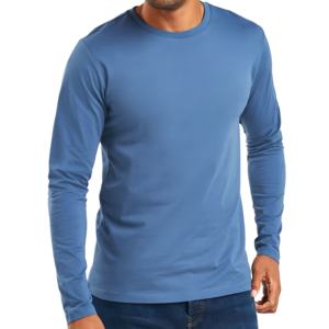 T-shirt à manches longues pour homme, col rond, texture, respirant, coupe ajustée, style décontracté, streetwear, mélange de coton - Product Image 4