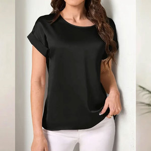 Nuevo Diseño de Ropa de Mujer para Verano, Estilo Simple, Cuello Redondo, Color Sólido, Sensación Ligera, Manga Corta, Fibra de Bambú, Anti-UV, Transpirable - Product Image 5