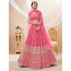 Lentejuelas rosas seductoras Georgette dama de honor Lehenga Choli con Dupatta para damas de honor - Product Image 6