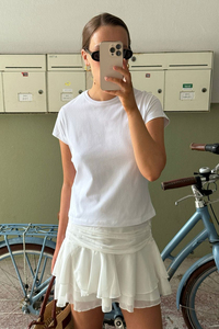 Women's White <b>Baby</b> <b>Tee</b> 100% Cotton Cap Sleeve Plain Top Custom Graphics Print Cropped Boutique Fashion T-shirt For Women 2026 - Product Image 4