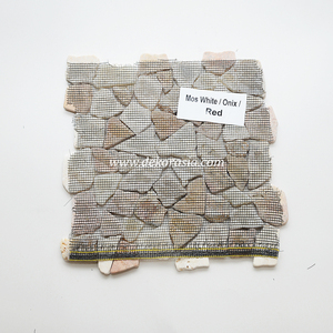 Mosaico de Piedra de Ónix Blanco y Rojo Irregular, Mosaico de Mármol para Paredes Exteriores y Pavimentación de Jardines - Product Image 6