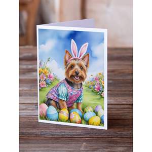 Australian Terrier Easter Egg Hunt Whimsical A7 Carte de voeux Pack 8 cartes vierges avec enveloppes Taille 5x7 - Product Image 2