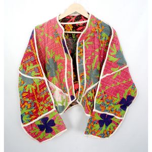 Beautiful Handmade 100% Cotton Kantha <b>Jacket</b> <b>Mandarin</b> <b>Collar</b> Full Sleeves Breathable Eco-Friendly All Season Fashionable Design - Product Image 1