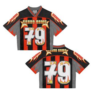 Camiseta Deportiva de Malla para Fútbol, Personalizable con Nombre y Número, de Alta Calidad, Cuello en V, Manga Corta, Holgada, Estilo Elegante - Product Image 3