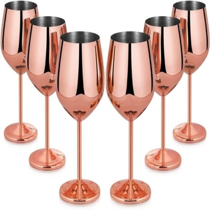 Copas de vino de cobre color oro rosa, copas de metal de acero inoxidable, irrompibles, para cócteles, champán, para bodas, bares. - Product Image 1