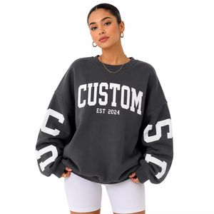 Unisex Varsity Sweatshirts Customizable Crewneck Premium Solid Color 100% DTG Print Cotton Pullover Women's Hoodies USA Custom - Product Image 1
