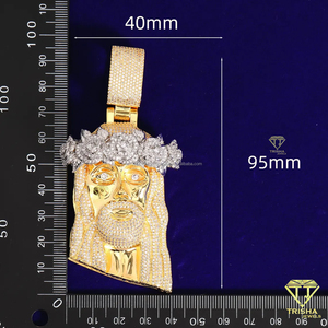 Iced Out Jesus Head Hip Hop Pendant in 925 Sterling <b>Silver</b> with VVS Moissanite Diamond Flower Crown Necklace - Product Image 6