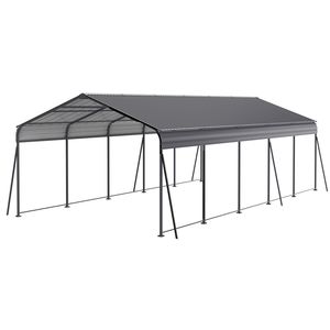 Auvent de garage en métal de toit en acier galvanisé robuste de 13 '26.5' pour voitures, bateaux, camions-couleur grise du hangar de stockage extérieur - Product Image 1