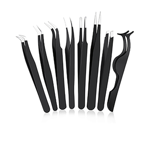 Pince à épiler ASAP en acier inoxydable écologique de haute qualité, argentée, anti-statique, à pointe dentelée de 10 mm de longueur pour sourcils et cils - Product Image 4