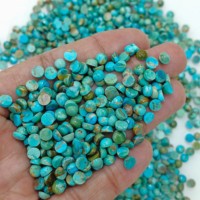Lot de cabochons en turquoise Mohave calibrés, vente en gros, pierres précieuses rondes en turquoise de 5 mm, lot de pierres précieuses turquoise taille bague