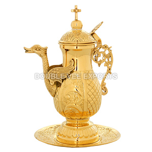 Dragón Bizantino Ortodoxo de Latón Estilo Zeon |   Recipiente litúrgico chapado en oro con tapa con cruz – DOUBLE VEE EXPORTS - Product Image 2