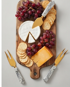 Marble Handle <b>Cheese</b> <b>Knife</b> <b>Set</b> Gold Stainless Steel Blades Durable Kitchen Cutlery Tools For Restaurant Use And Hotel Use - Product Image 5