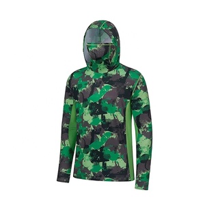 Chemise de pêche à manches longues à capuche camouflage vert, UPF 50, séchage rapide, polyester, impression par sublimation, pour homme adulte - Product Image 3