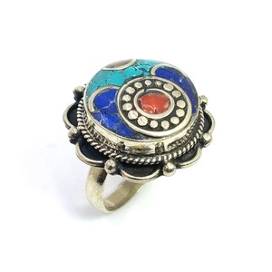 Anillos de Plata Tibetana con Coral para Mujeres y Niñas, para Bodas y Fiestas, Estilo Clásico Antiguo, Joyería de Moda - Product Image 2