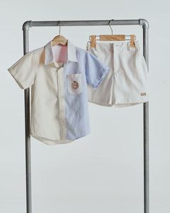 Unisex High Quality 100% Cotton Oxford Fabric Machine Embroidery Autumn Short Clothing Sets for <b>Baby</b> Girls Boys Age Group Jin - Product Image 2