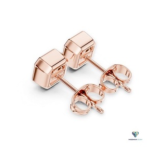 2.50 TCW Rose <b>Gold</b> Asscher Cut Lab Grown Diamond <b>Pendant</b> and Earring Set in 18K <b>Solid</b> <b>Gold</b> Bezel Set Geometric Fine Jewelry Set - Product Image 2