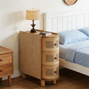 Storage Space Wooden Coffee <b>Table</b> with Unique Rattan Design <b>Side</b> <b>Table</b> <b>Sofa</b> <b>Table</b> Bedside <b>Table</b> Nightstands - Product Image 1