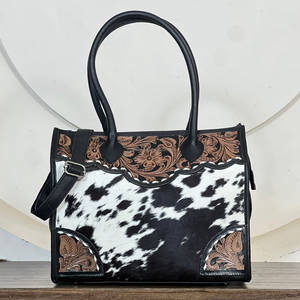 Hand Tooled Cowhide Genuine Leather Tote <b>Bag</b> Western Pattern Embroidery All Season Women's Shoulder <b>Bag</b> for Daily Use Tote <b>Bag</b> - Product Image 3