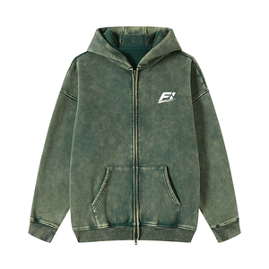 Sweat-shirts à capuche zippés vintage pour hommes, coupe oversize, en molleton de coton, style streetwear décontracté, vente en gros pour acheteurs professionnels - Product Image 1
