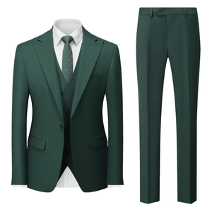 Ensemble de costume d'affaires gris pour homme, style britannique, simple boutonnage, col en V, infroissable, respirant, mélange de laine 280g, coupe classique - Product Image 2