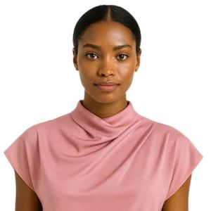 Blusa sin Mangas con Cuello Alto y Estilo Drapeado para Mujer, Color Rosa, Elegante, Informal, para Oficina, Ropa de Hermandad Griega, Camisa Moderna y Elegante - Product Image 3