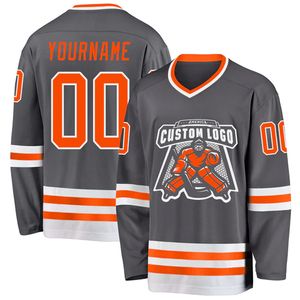 Maillot de hockey sur glace personnalisé unisexe bleu clair marine jaune, impression par sublimation, col en V, manches longues, évacuation de l'humidité, respirant, anti-UV - Product Image 4