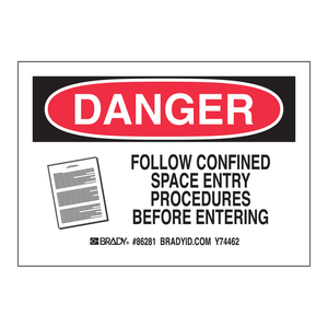 Señal de Seguridad para Entrada en Espacios Confinados Brady Danger, Señal de Advertencia de PVC para Interiores/Exteriores - Product Image 3