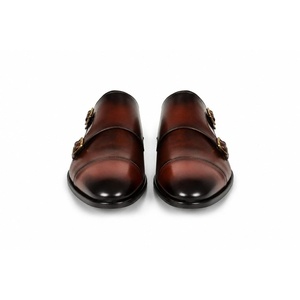 รองเท้าหนังแท้ทรงหัวแหลมแบบ Monk Strap ป้องกันการเจาะทะลุ กันลื่น หัวเข็มขัดคู่ ทำมือ สำหรับฤดูใบไม้ร่วง เหมาะสำหรับใส่ทำงานในออฟฟิศ - Product Image 4
