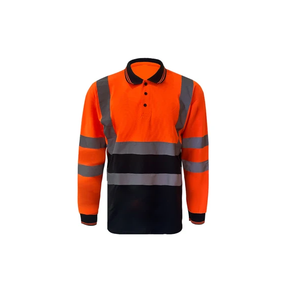 Polo de travail pour homme à manches courtes, bicolore, avec bandes réfléchissantes et logo personnalisé – Meilleure vente - Product Image 1