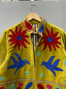 Chaqueta de Tela Suzani, Chaqueta de Terciopelo, Estilo Hippie, Chaqueta Bordada a Mano, Forro Interior de Algodón, Abrigo para Fiestas - Product Image 6