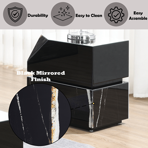 Drisana <b>Black</b> Mirrored Finish <b>Console</b> <b>Table</b> End <b>Table</b> with Stylish Design - Product Image 5