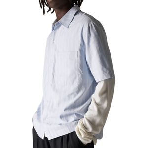 Camisa de Hombre a Rayas, Manga Corta, con Botones, Informal, Ligera, Tejida, para Verano, Rayas Verticales, Suministro al por Mayor OEM - Product Image 3