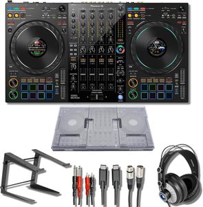 <span class=keywords><strong>PRIX</strong></span> USINE NOUVEAU DDJ-FLX10 Pack contrôleur <span class=keywords><strong>DJ</strong></span> 4 decks avec support pour ordinateur portable, housse Decksaver et câbles <span class=keywords><strong>DJ</strong></span> |   Rekordbox + <span class=keywords><strong>Serato</strong></span> <span class=keywords><strong>DJ</strong></span> - Product Image 1