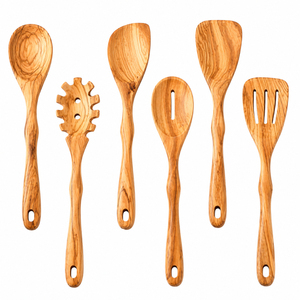 Juego de Cucharas de Cocina de Madera de Teca Natural Premium, Juego de Utensilios de Cocina Ecológicos de 5 Piezas, Espátula de Madera Segura para Utensilios Antiadherentes - Product Image 4