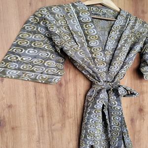 Kimono Étnico de Algodón, Kaftán Indio con Estampado Floral, Vestido Kaftán de Algodón con Estampado Floral, Túnica Boho de Talla Grande, Precio al por Mayor - Product Image 6