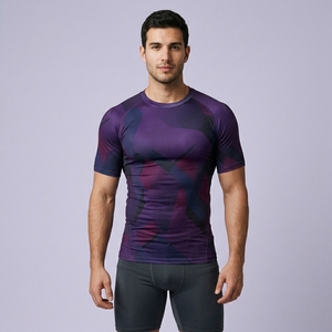 Custom Mens Compression Sportswear <b>Shirt</b> <b>Half</b> Sleeve Breathable Workout Training Gym Fitness Activewear - Product Image 3