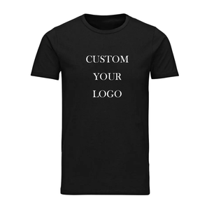 Custom Logo Men's <b>Black</b> O-Neck Short Sleeve Cotton Jersey T-<b>Shirt</b> Oversized Fit Casual Front Print Anti-Pilling 180g - Product Image 1