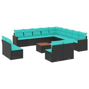 Juego de Sofás de Patio de 14 Piezas en Poliratán Negro con Cojines, Muebles Elegantes para Exteriores - Product Image 2