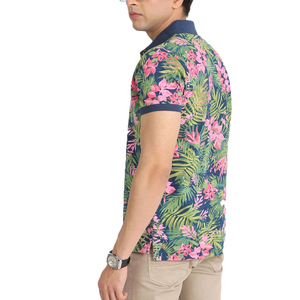 เสื้อโปโลพิมพ์ลายดอกไม้สำหรับผู้ชาย แขนสั้น ผ้าถัก 100% คอตตอน ระบายอากาศได้ดี ทรงปกติ ราคาขายส่ง - Product Image 4